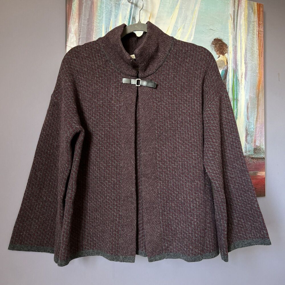 Chiaramente Size M Women's  Brown Gray 70% Wool Blend Open Made in Italy